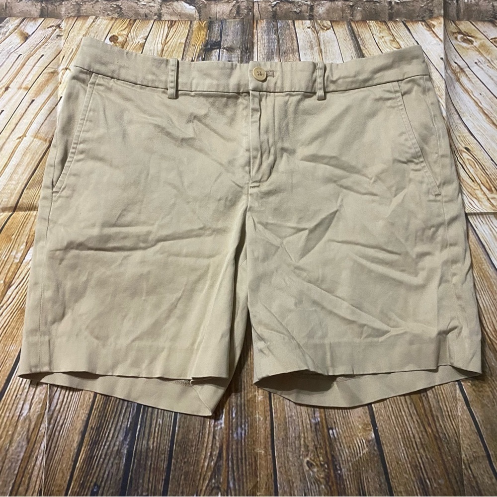 Lauren Ralph Lauren Beige Khaki Cotton Stretch Midi Chino Shorts